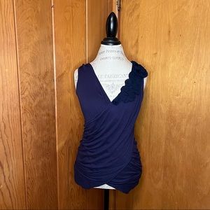 Anthropologie Deletta Navy Tank with Rosettes